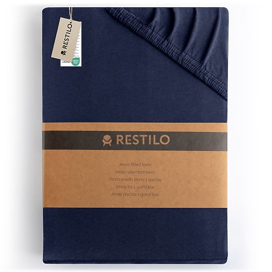 AMBER lepedő tengerészkék szín klasszikus stílus anyag jersey 80-90x200 DecoKing