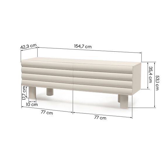 Anatra TV szekrény, bordázott, bézs, lekerekített formák