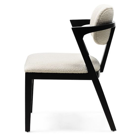 Apulia étkezőszék, krém/fekete, mahagóni fa, boucle