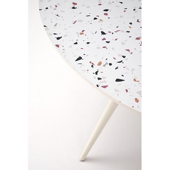 ARAMIS asztal, lap - terrazzo, lábak - fehér (2p=1db)