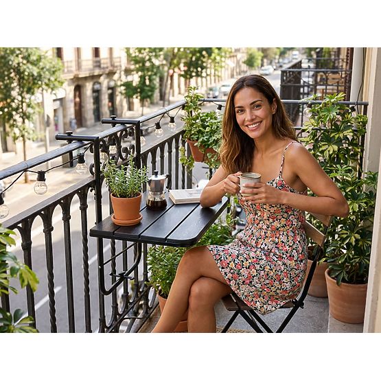 ARETTO fekete összecsukható erkélyasztal