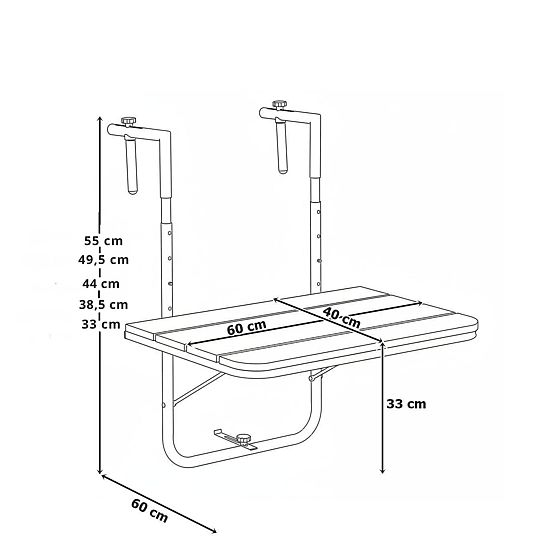 ARETTO fekete összecsukható erkélyasztal