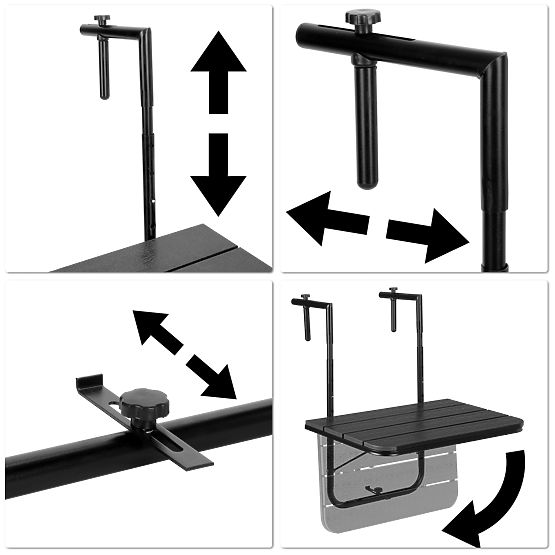 ARETTO fekete összecsukható erkélyasztal