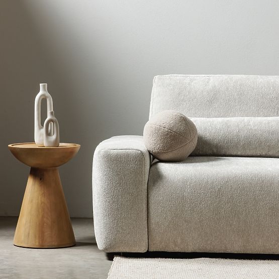 Arvika oldalasztal 40 cm, kerek, mangófa, lekerekített formák