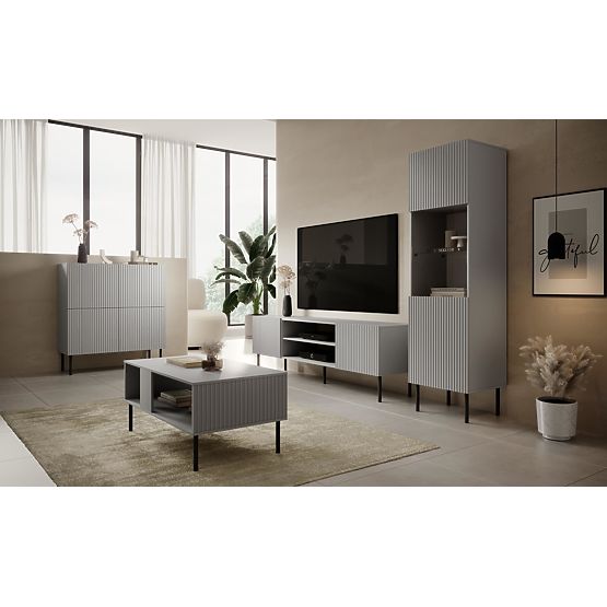 ASENSIO KM-2 komód világosszürke, lábak: fekete (2p=1ks)