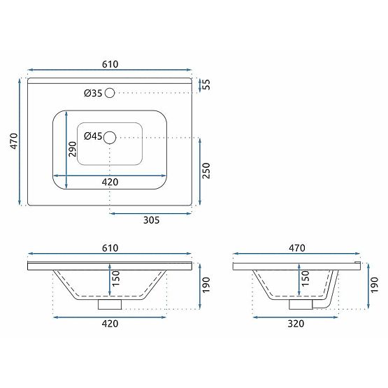 Astor 60 cm-es fehér fürdőszobabútor készlet mosdóval