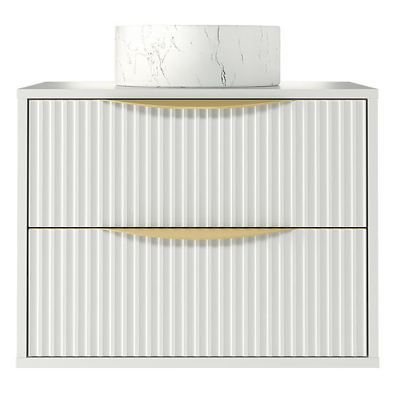 Avila 2.0 mosdó alatti szekrény, 60 cm, bordázott, arany fogantyúk, fehér