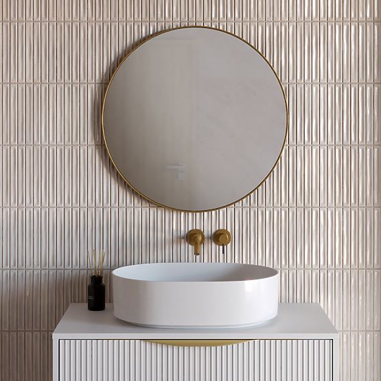 Avila 2.0 mosdó alatti szekrény, 60 cm, bordázott, arany fogantyúk, fehér