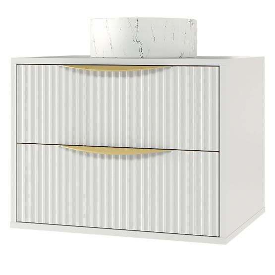 Avila 2.0 mosdó alatti szekrény, 60 cm, bordázott, arany fogantyúk, fehér