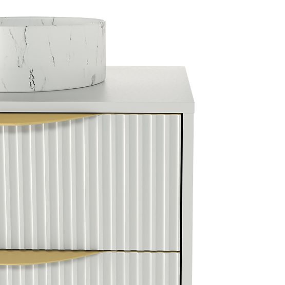 Avila 2.0 mosdó alatti szekrény, 60 cm, bordázott, arany fogantyúk, fehér