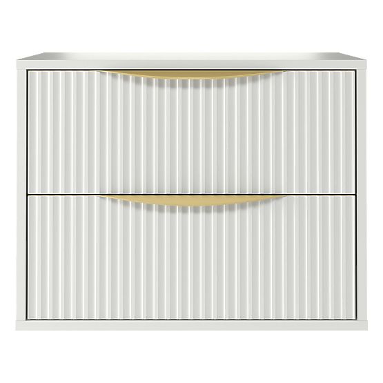 Avila 2.0 mosdó alatti szekrény, 60 cm, bordázott, arany fogantyúk, fehér