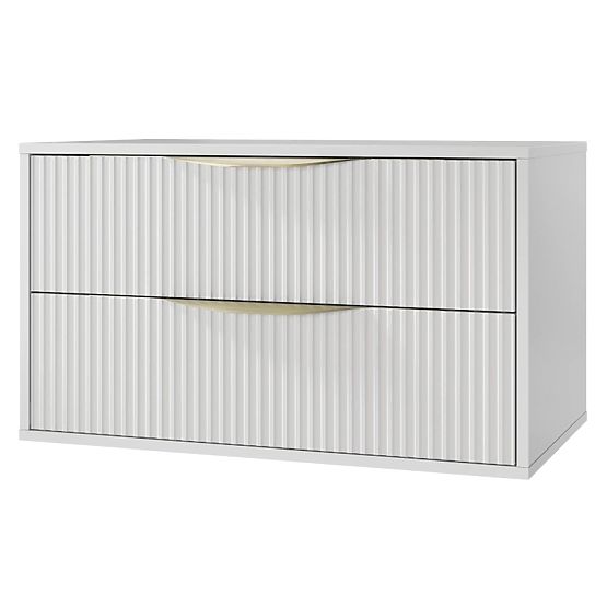 Avila 2.0 mosdó alatti szekrény, 80 cm, bordázott, arany fogantyúk, fehér