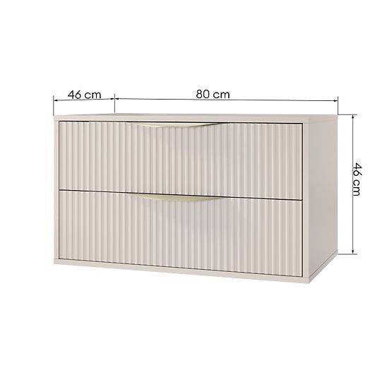 Avila 2.0 mosdó alatti szekrény, 80 cm, bordázott, arany fogantyúk, kasmír