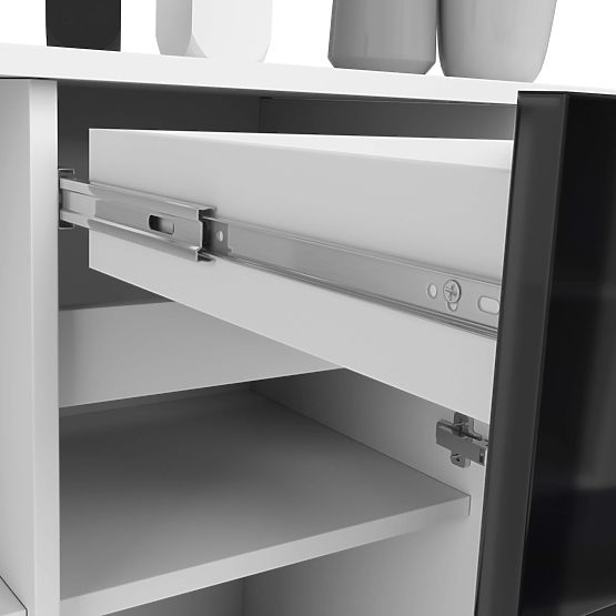 B-17 KOMÓD 120 cm 1 FIÓK 1 AJTÓ PK FEHÉR / FEKETE FÉNYES