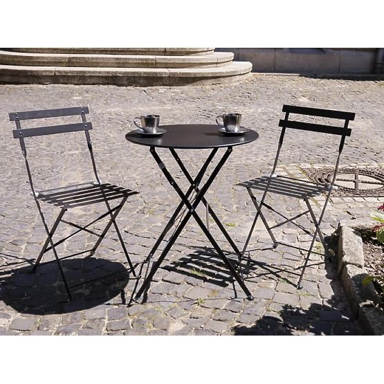 Balkon bútor szett (2 x összecsukható szék + asztal) SEMPLICI Acél Fekete