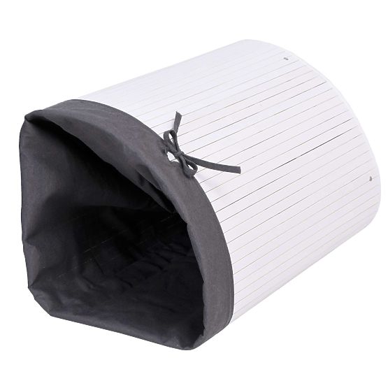 Bambusz sarok szennyeskosár fedéllel fehér-szürke