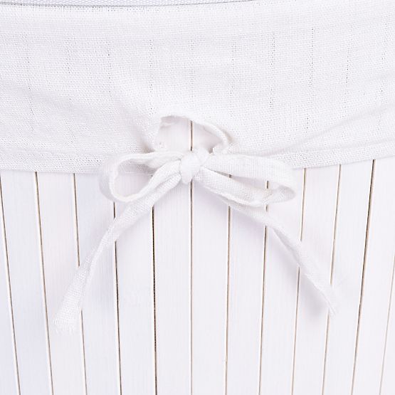 Bambusz sarok szennyeskosár fehér fedéllel