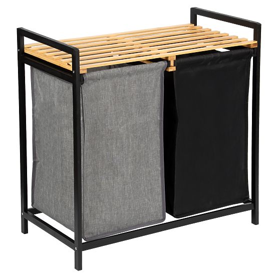 bambusz szennyes vagy játék kosár HANOI BLACK 2 rekesz DUO SZÍN