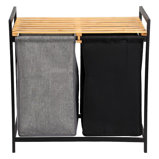 bambusz szennyes vagy játék kosár HANOI BLACK 2 rekesz DUO SZÍN