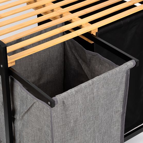 bambusz szennyes vagy játék kosár HANOI BLACK 2 rekesz DUO SZÍN