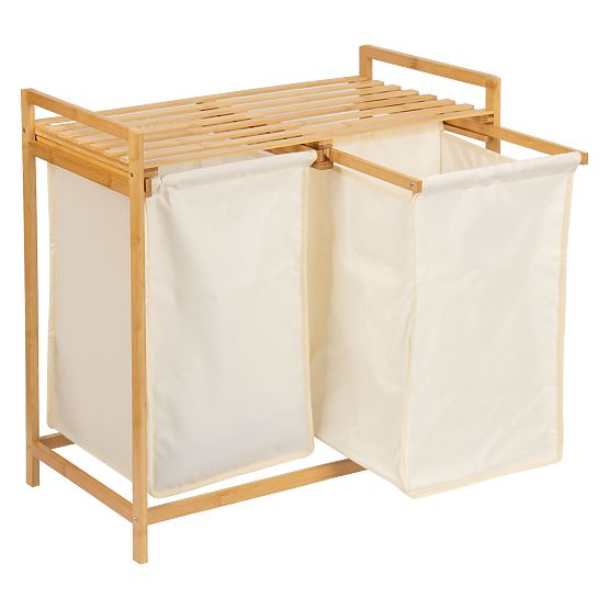 Bambusz szennyes- vagy játékkosár HANOI 2 rekesszel