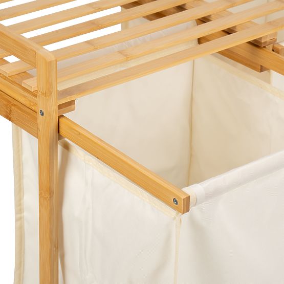 Bambusz szennyes- vagy játékkosár HANOI 2 rekesszel