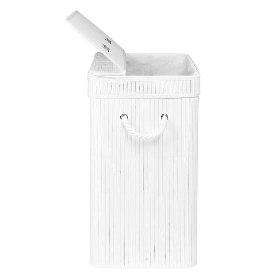 Bambusz szennyeskosár fedéllel 100L fehér
