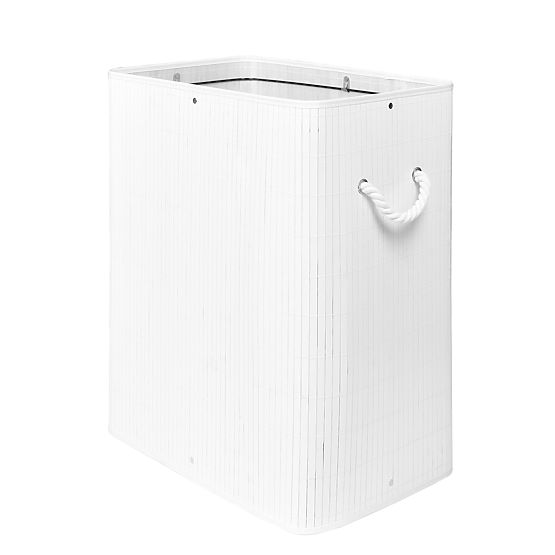 Bambusz szennyeskosár fedéllel 100L fehér