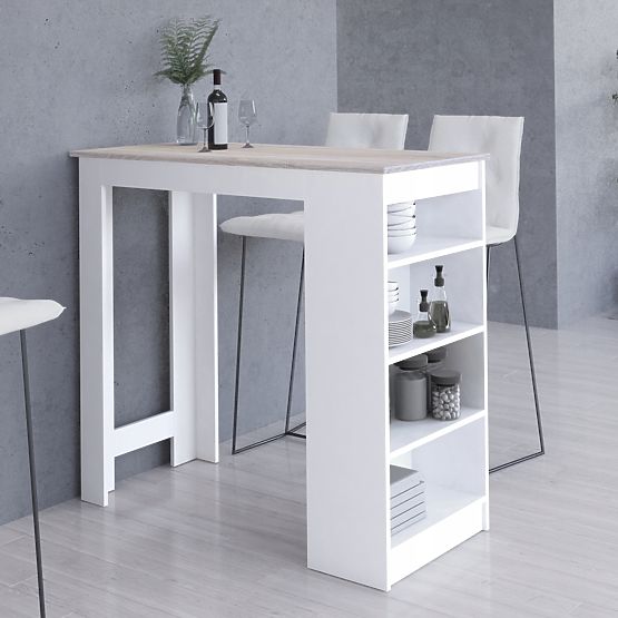 Bárasztal bárszékhez 115 cm Fehér / Sonoma Tölgy