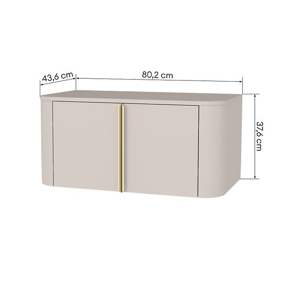 Bassa 80 cm-es mosdó alatti szekrény, kasmír, arany fogantyúk, lekerekített