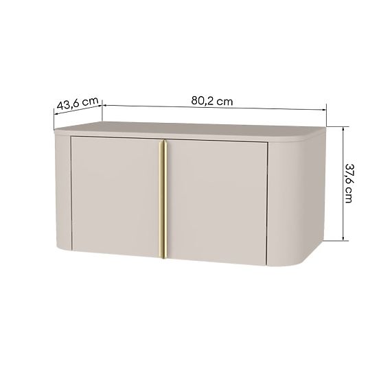 Bassa 80 cm-es mosdó alatti szekrény, kasmír, arany fogantyúk, lekerekített