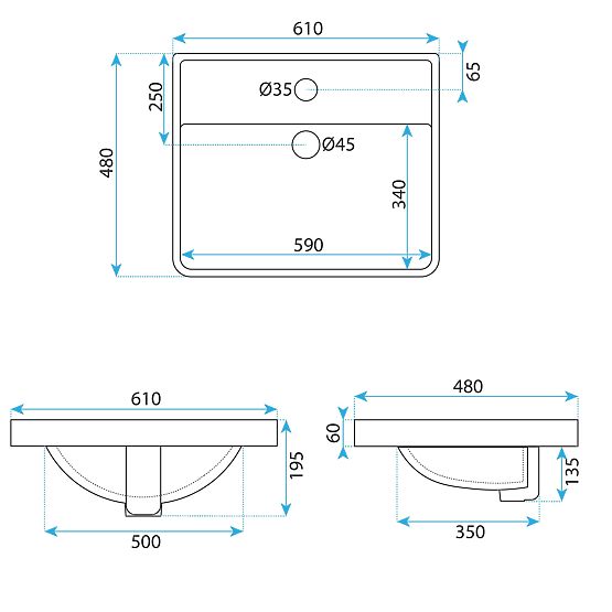 Beépíthető mosdókagyló Rea ALISHA