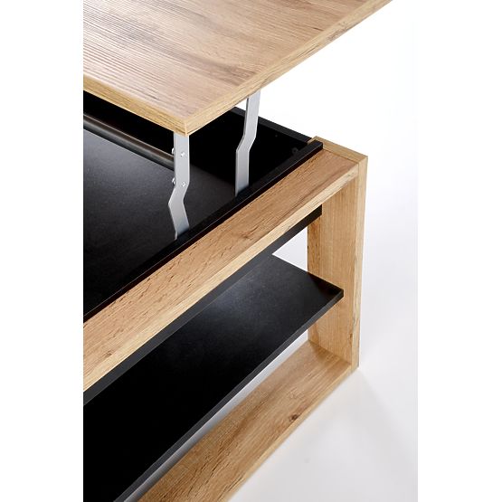 BETTY dohányzóasztal emelhető asztallappal tölgy artisan / fekete (2p=1ks)