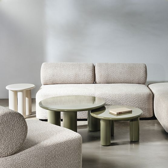 Blair oldalsó asztal 40 cm, krémszínű, fényes