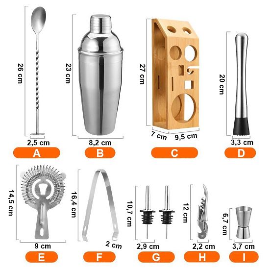 BRADFORD 10 darabos bármixer készlet