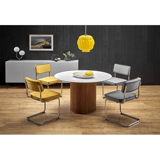 BRUNO kerek asztal, fehér márvány / dió (2p=1ks)