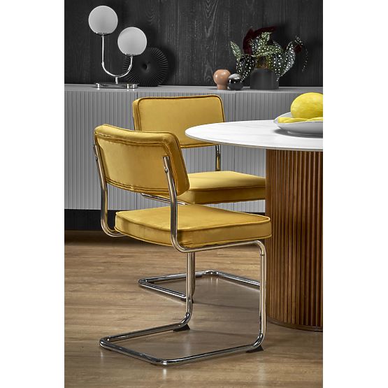 BRUNO kerek asztal, fehér márvány / dió (2p=1ks)