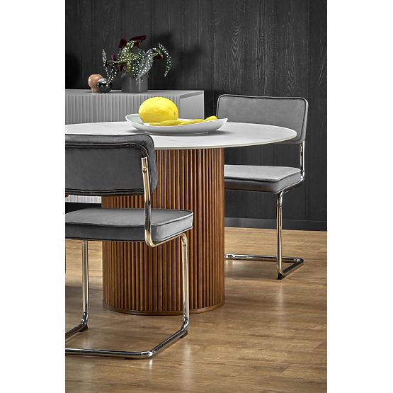 BRUNO kerek asztal, fehér márvány / dió (2p=1ks)