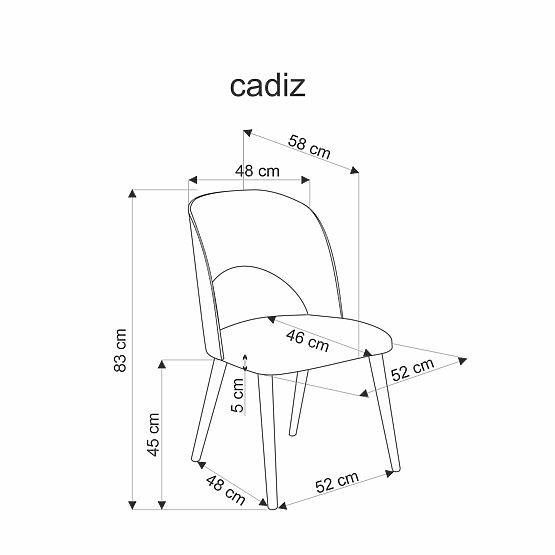 CADIZ szék természetes tölgy / szürke (1p=2db)
