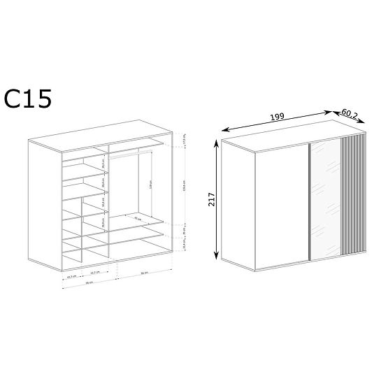 CALI nagy szekrény lamellákkal C15 artisan