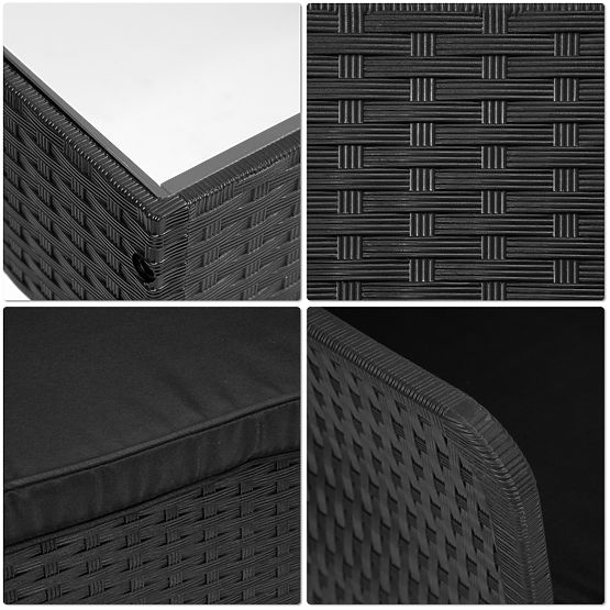 CAMELIA kerti bútor szett fekete fekete párnákkal