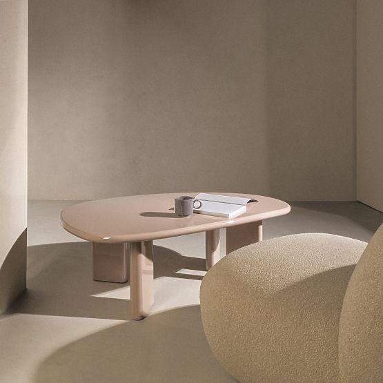 Cameron dohányzóasztal 130 cm, nude, fényes