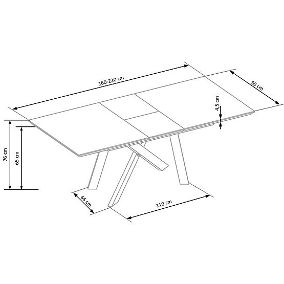 CAPITAL asztal 160-200 cm, arany tölgy / fekete (2p=1ks)