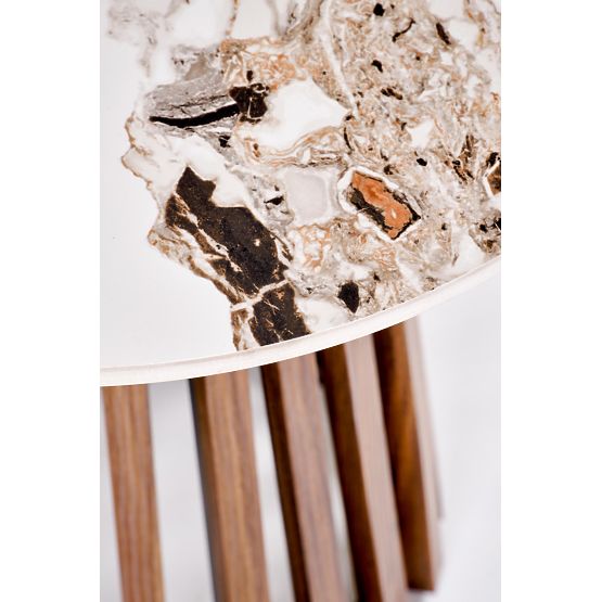 CARINA_S konferencia asztal bézs márvány / dió (2p=1ks)