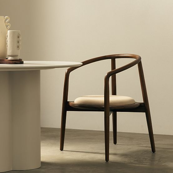 Carlotta fa szék, lekerekített, dió/bézs