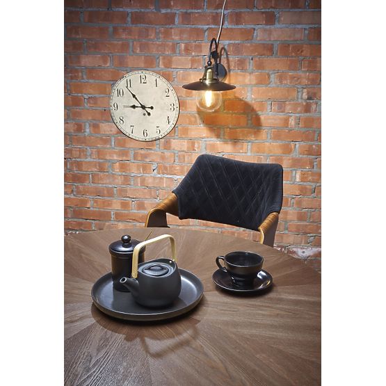 CARMELO kerek asztal, asztallap - dió, láb - fekete (3p=1ks)