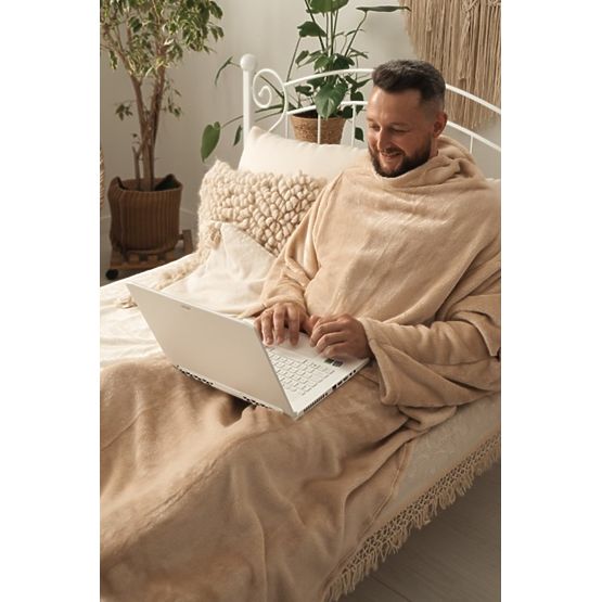 CASHMERE TOUCH takaró ujjal - 150 x 210 cm (bézs)