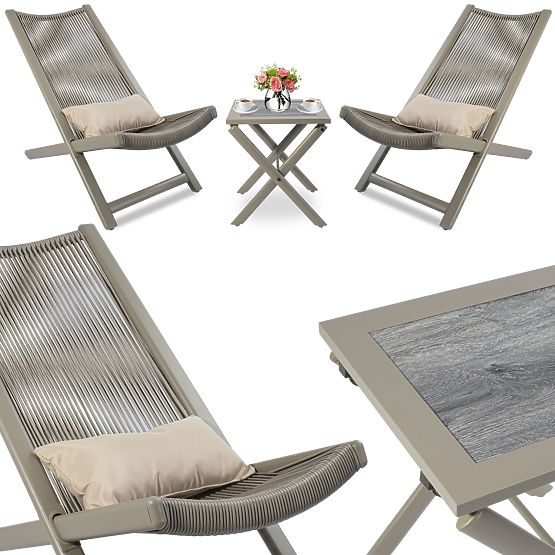 CHILL SAND terasz bútor szett napozóágyak és asztal