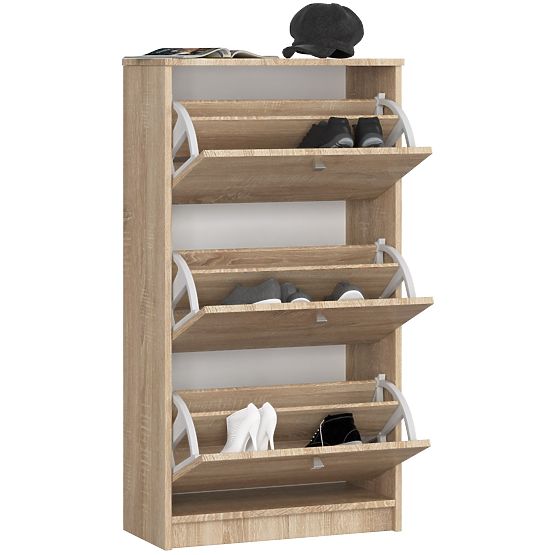 CIPŐTARTÓ 3 FELHAJTHATÓ AJTÓVAL 60 cm SONOMA TÖLGY