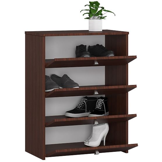 CIPŐTARTÓ 4 LEHAJTHATÓ AJTÓVAL 60 cm WENGE